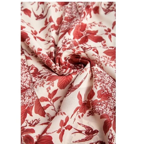 J.ing Dark Red Floral Print Tie Strap Slit Hem Midi Dress - Picture 10 of 11